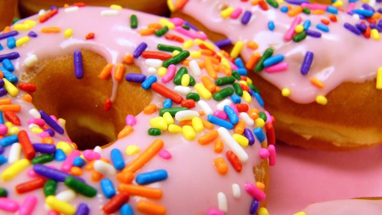 food, Doughnuts, Sprinkles, Closeup, Colorful HD Wallpaper Desktop Background