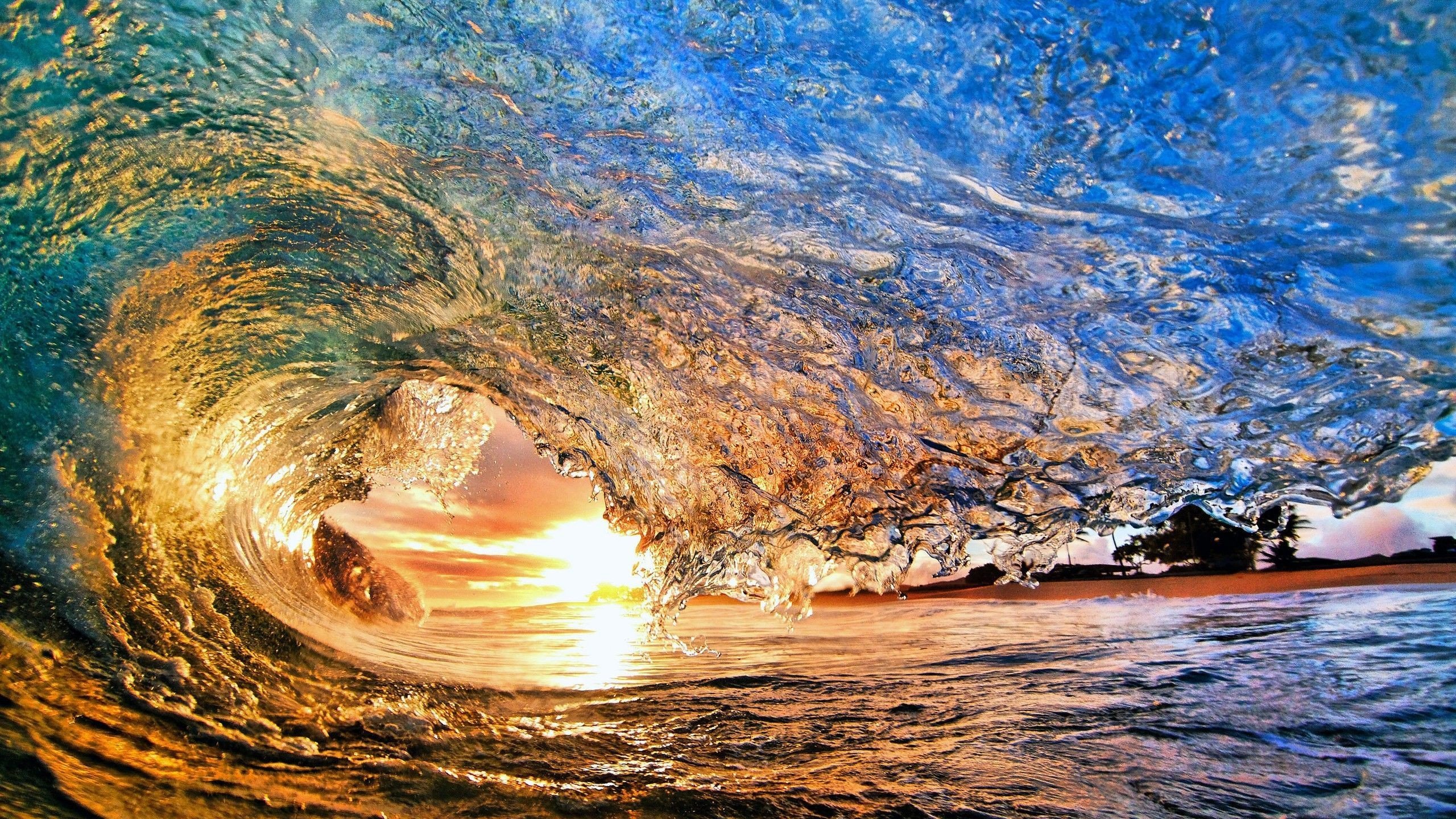 water, Sunset Wallpaper