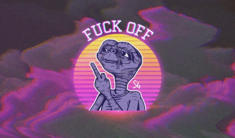 E.T., Fuck, New Retro Wave, Glitch art, Pixels, Pixelated, Profanity, Middle finger HD Wallpaper Desktop Background