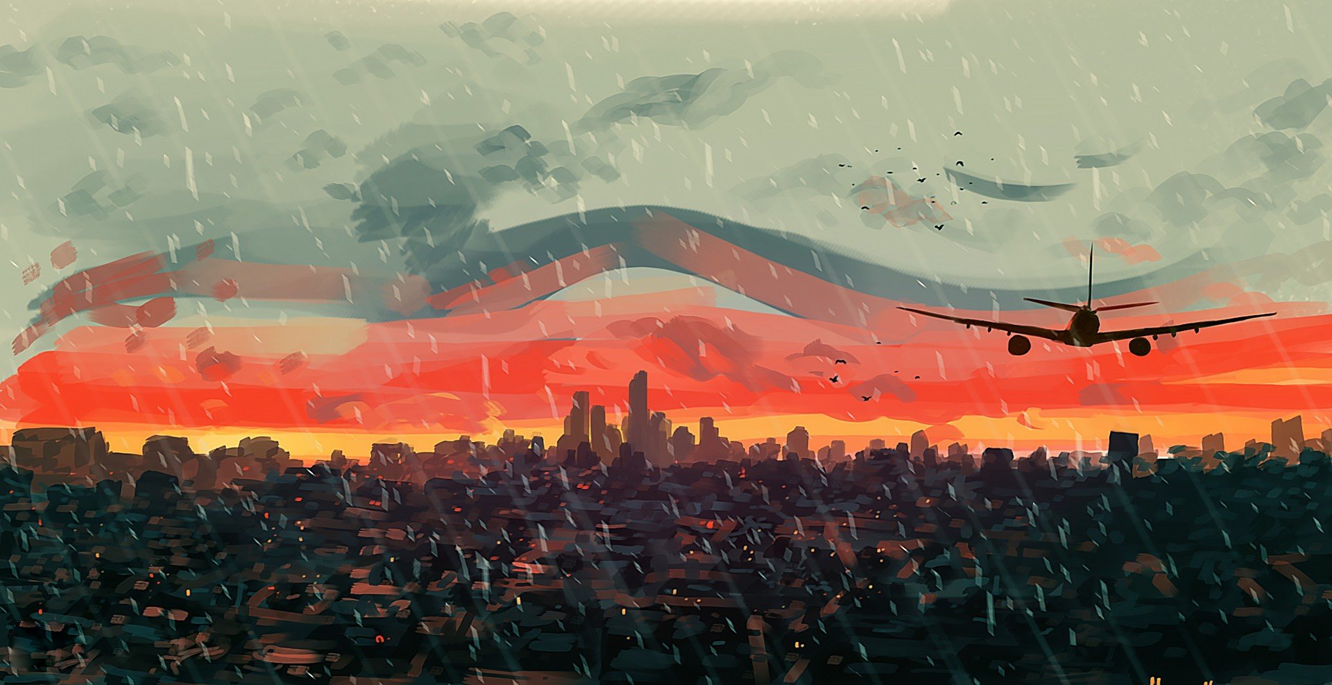 artwork, Illustration, Sunset, Sky Wallpaper