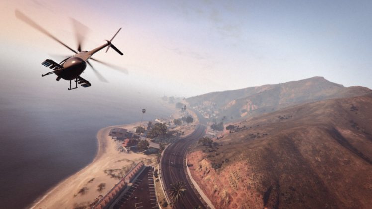 Grand Theft Auto V, Grand Theft Auto Online, Helicopters, Highway, Rockstar Games, Map, Mountains HD Wallpaper Desktop Background