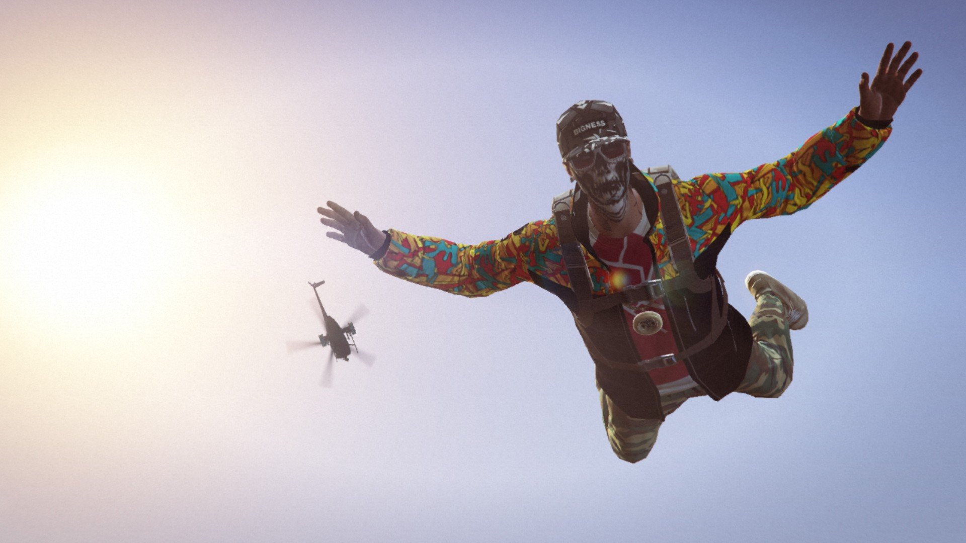 Grand Theft Auto V, Grand Theft Auto, Grand Theft Auto Online, Helicopters, Parachutes, Rockstar Games, Freefall Wallpaper