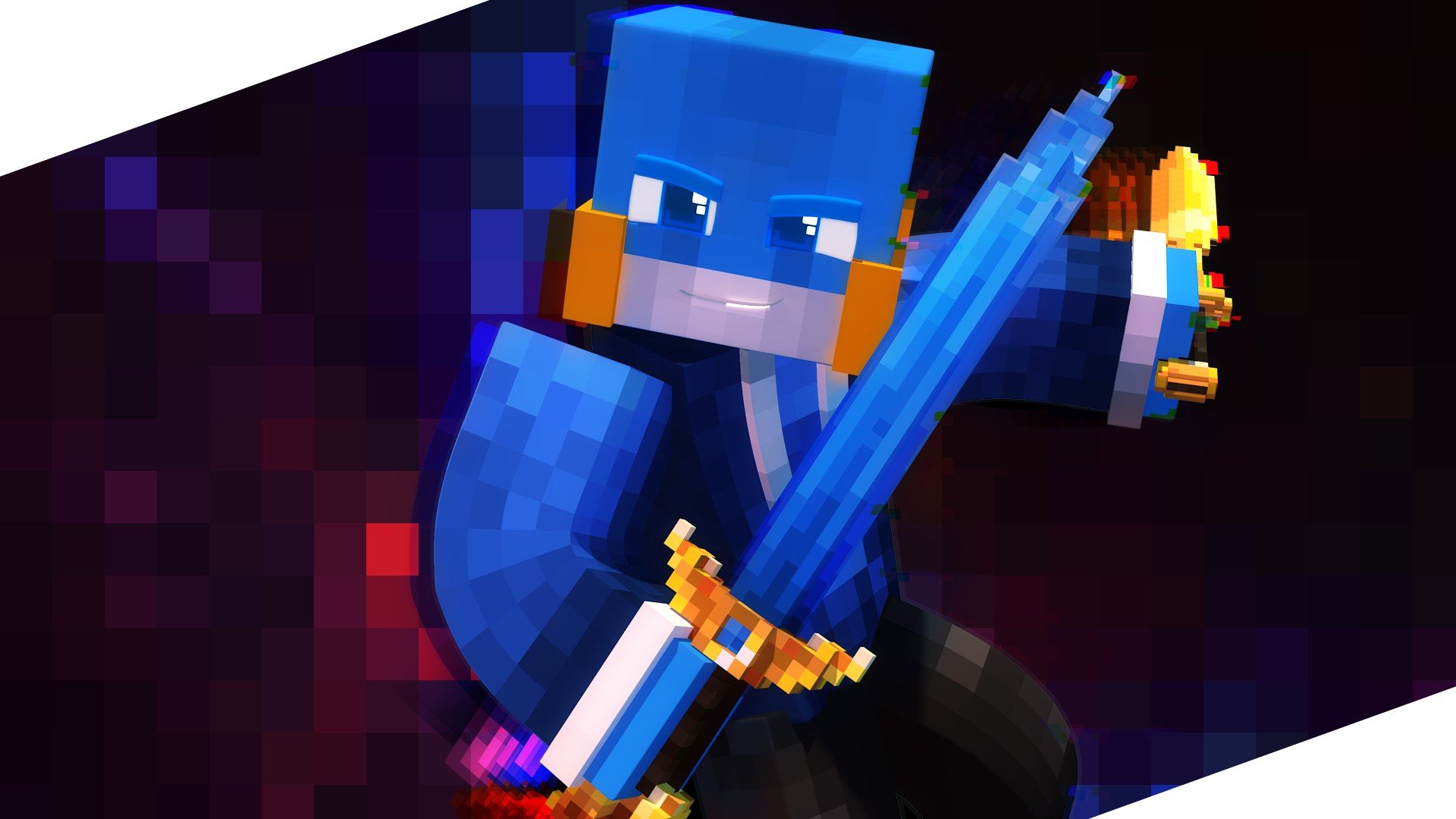 Minecraft, Blue, Sword Wallpaper