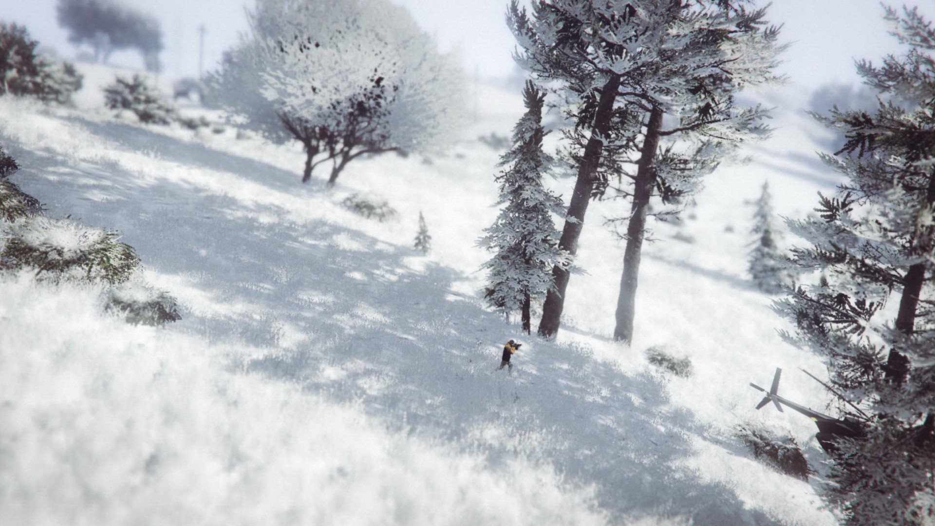 hunter, Grand Theft Auto V, Grand Theft Auto Online, Snow, Wood, Helicopters, Rockstar Games, Shadow Wallpaper