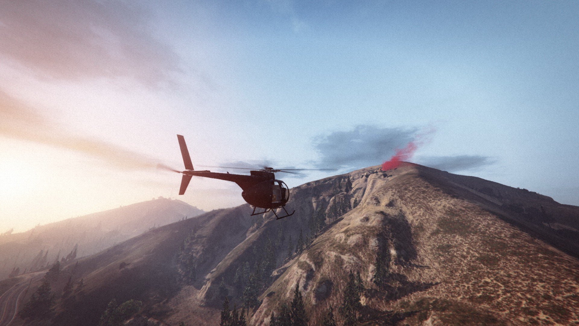 Grand Theft Auto V, Grand Theft Auto Online, Rockstar Games, Mountains, Morning, Beacon, Helicopters Wallpaper
