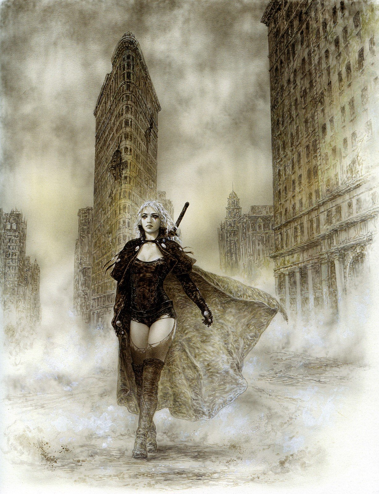 Luis Royo Women Fantasy Art Malefic Time Flat Iron Building HD 