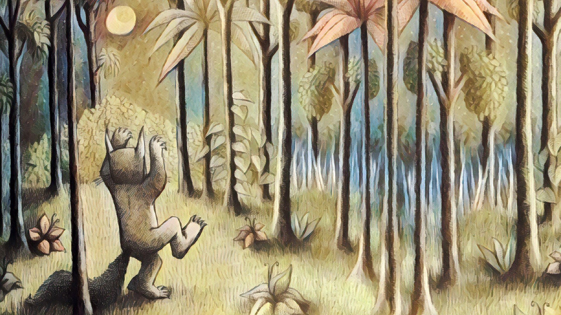 Maurice Sendak, Where the Wild Things Are, Night, Forest, Moon Wallpaper