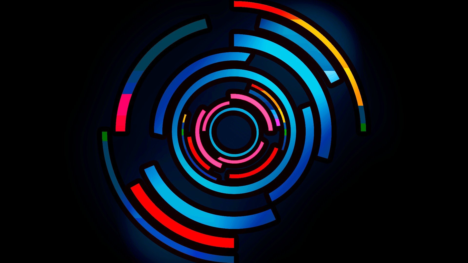 digital art, Colorful, Circle, Blue, Red Wallpaper