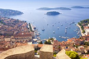 architecture, Old building, Ancient, Montenegro, Island, Landscape, Sea, Mountains, Clouds, Nature, Trees, House, Bay, Yachts, Village, Bird&039;s eye view, Mediterranean