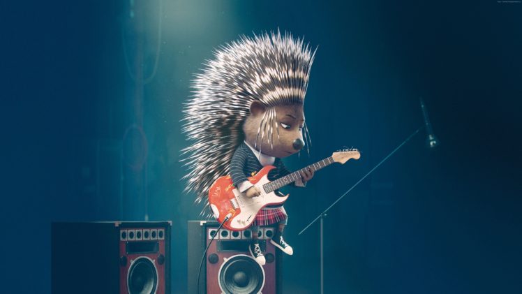 guitar, Speakers, Cartoon, Hedgehog, Sing HD Wallpaper Desktop Background