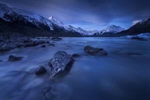 nature, Photography, Landscape, Lake, Mountains, Snow, Sunrise, Blue, New Zealand