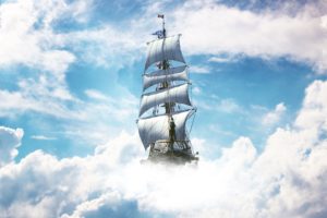ship, Sky, Clouds, Sailing ship