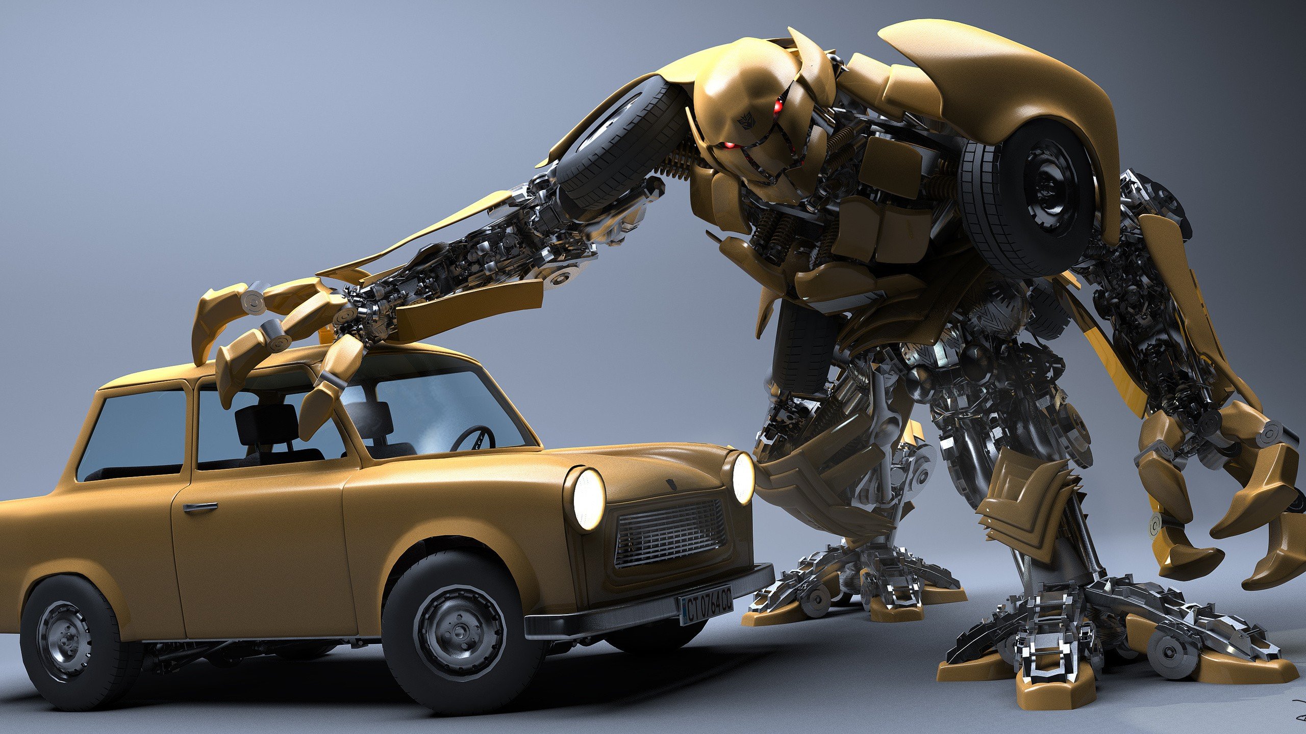 Trabant, Robot, CGI Wallpaper