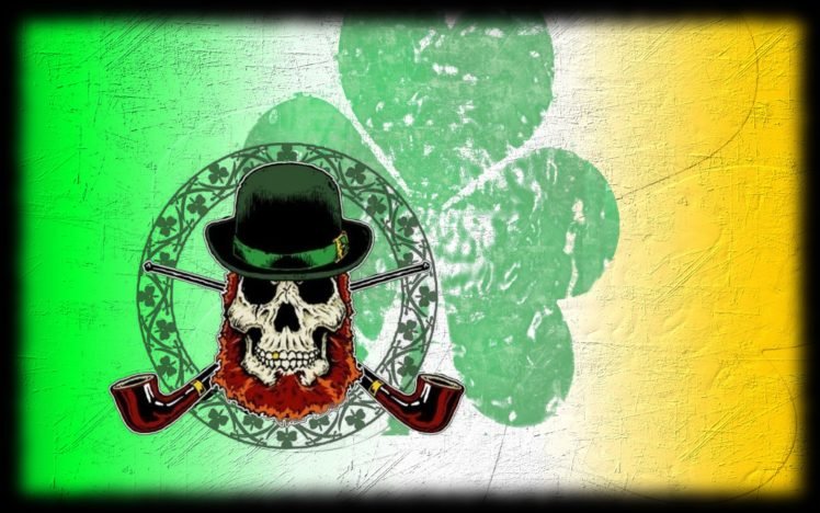 skull, Shamrock, Ireland HD Wallpaper Desktop Background