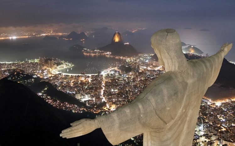 Christ The Redeemer Rio De Janeiro Cityscape Night Statue