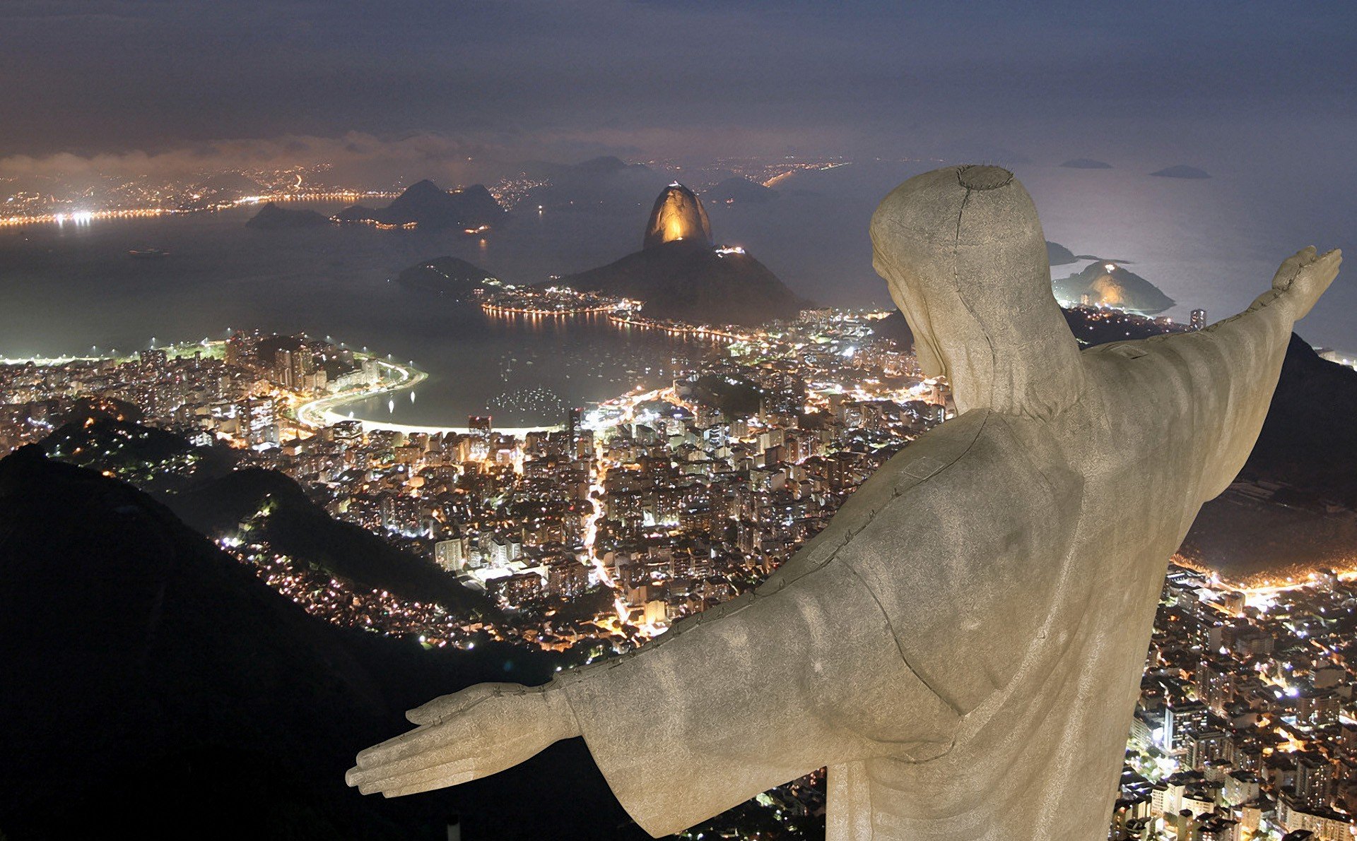 Christ The Redeemer Rio De Janeiro Cityscape Night Statue Brazil Brazilian Hd Wallpapers Desktop And Mobile Images Photos