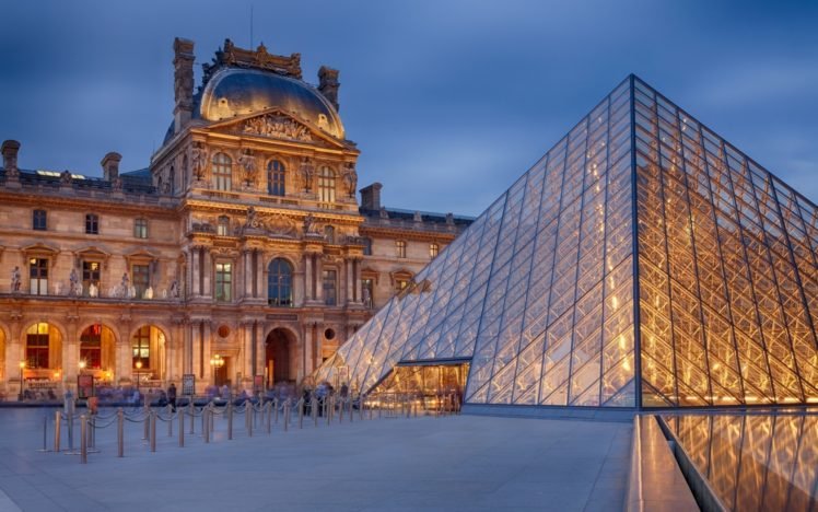 The Louvre, Paris, France, Pyramid HD Wallpaper Desktop Background