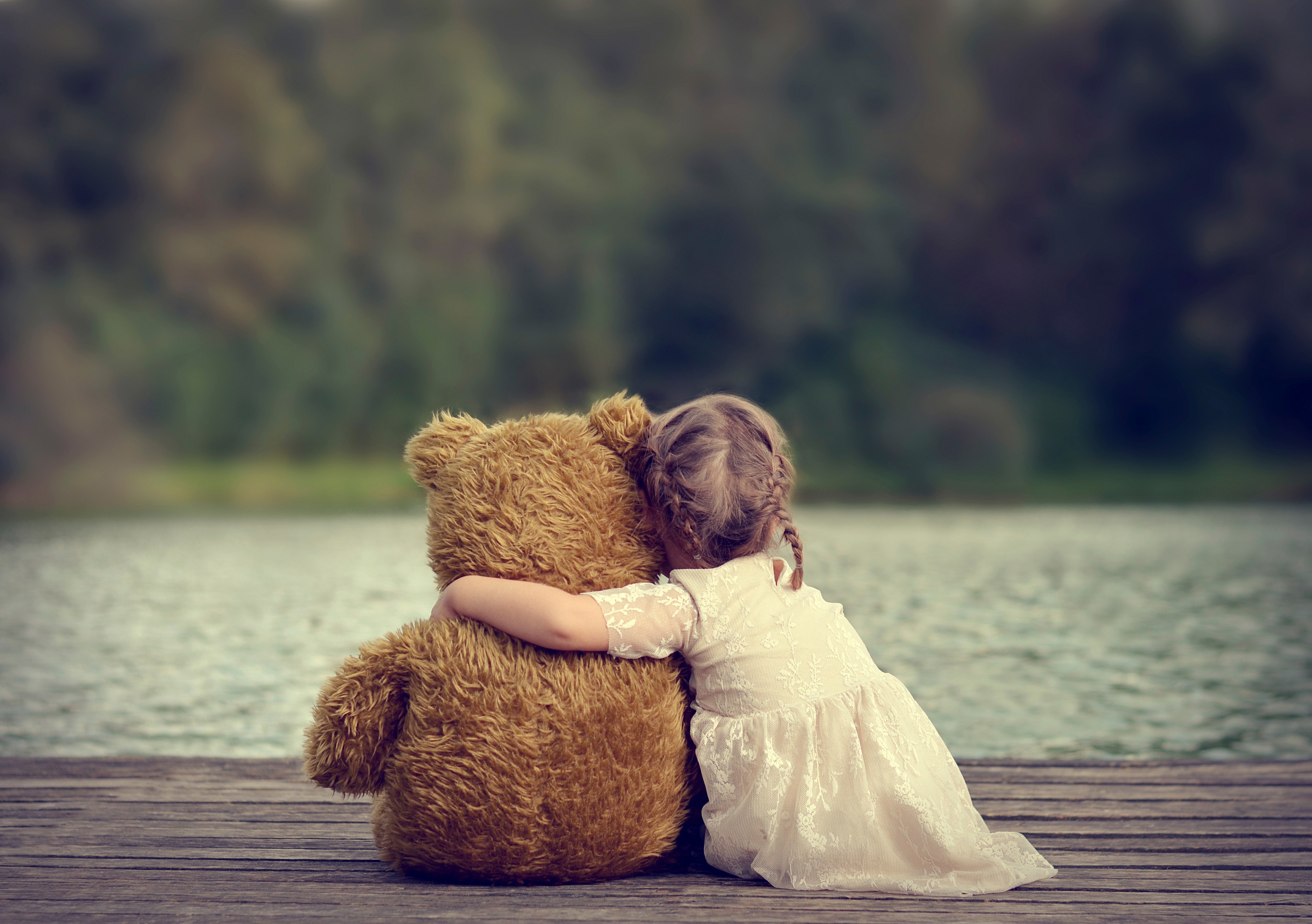 children, Little girl, Teddy bears Wallpaper