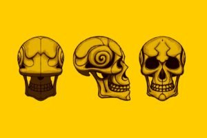 yellow, Skull