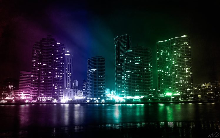 colorful, City, Lights HD Wallpaper Desktop Background