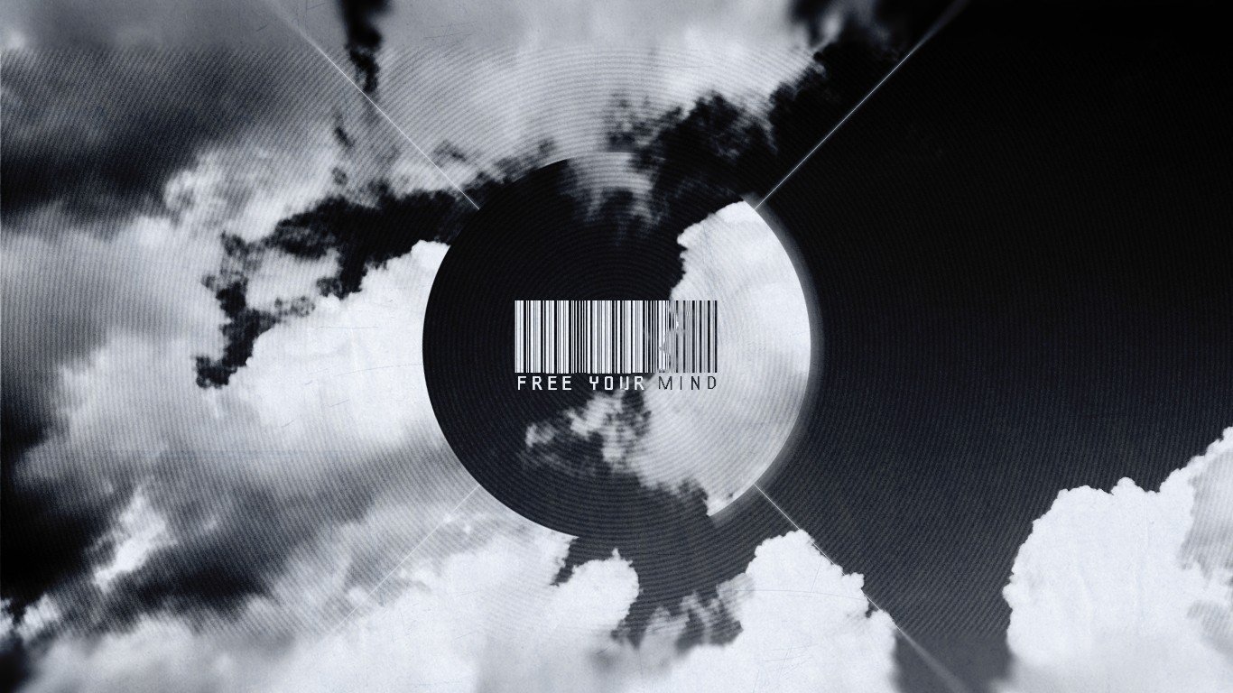 barcode, Typography, Clouds, Monochrome Wallpaper