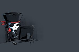 pirates, Computer, Skeleton, Minimalism, Skull
