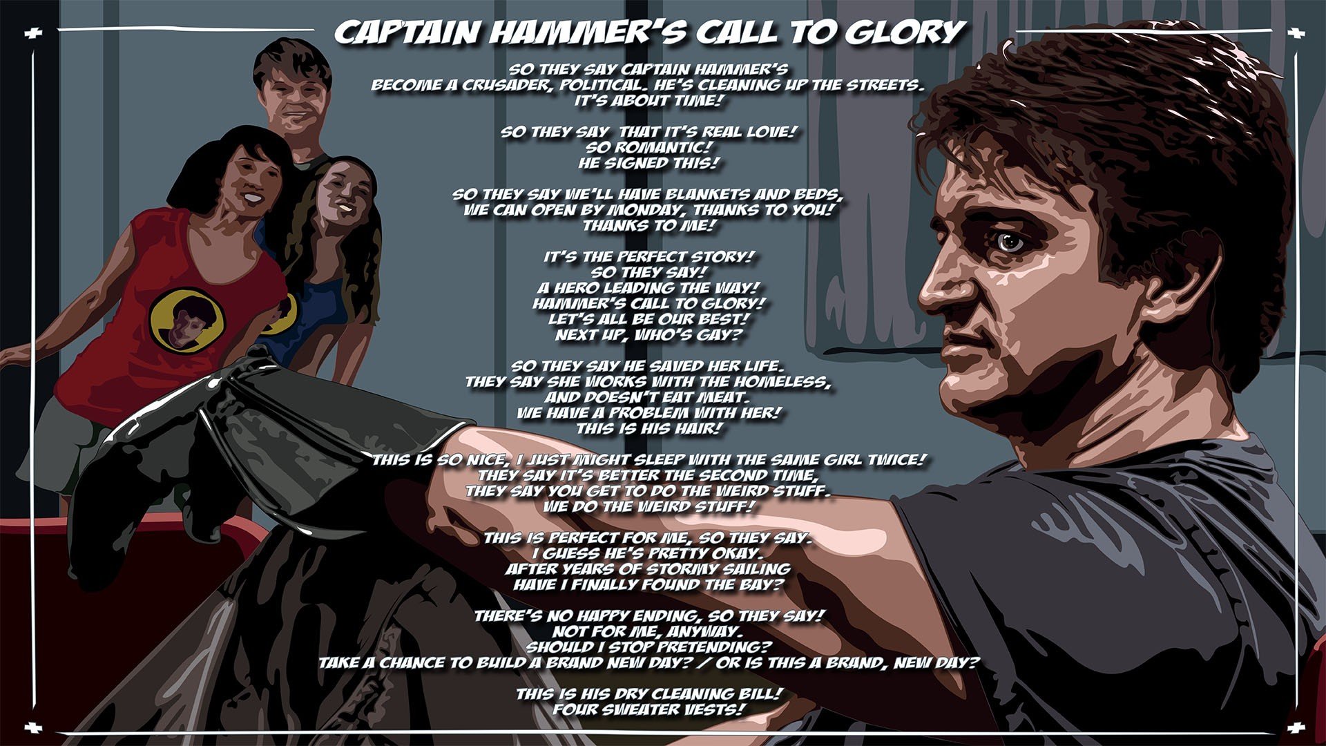 Nathan Fillion, Captain Hammer, Dr. Horrible&039;s Sing Along Blog, Lyrics Wallpaper