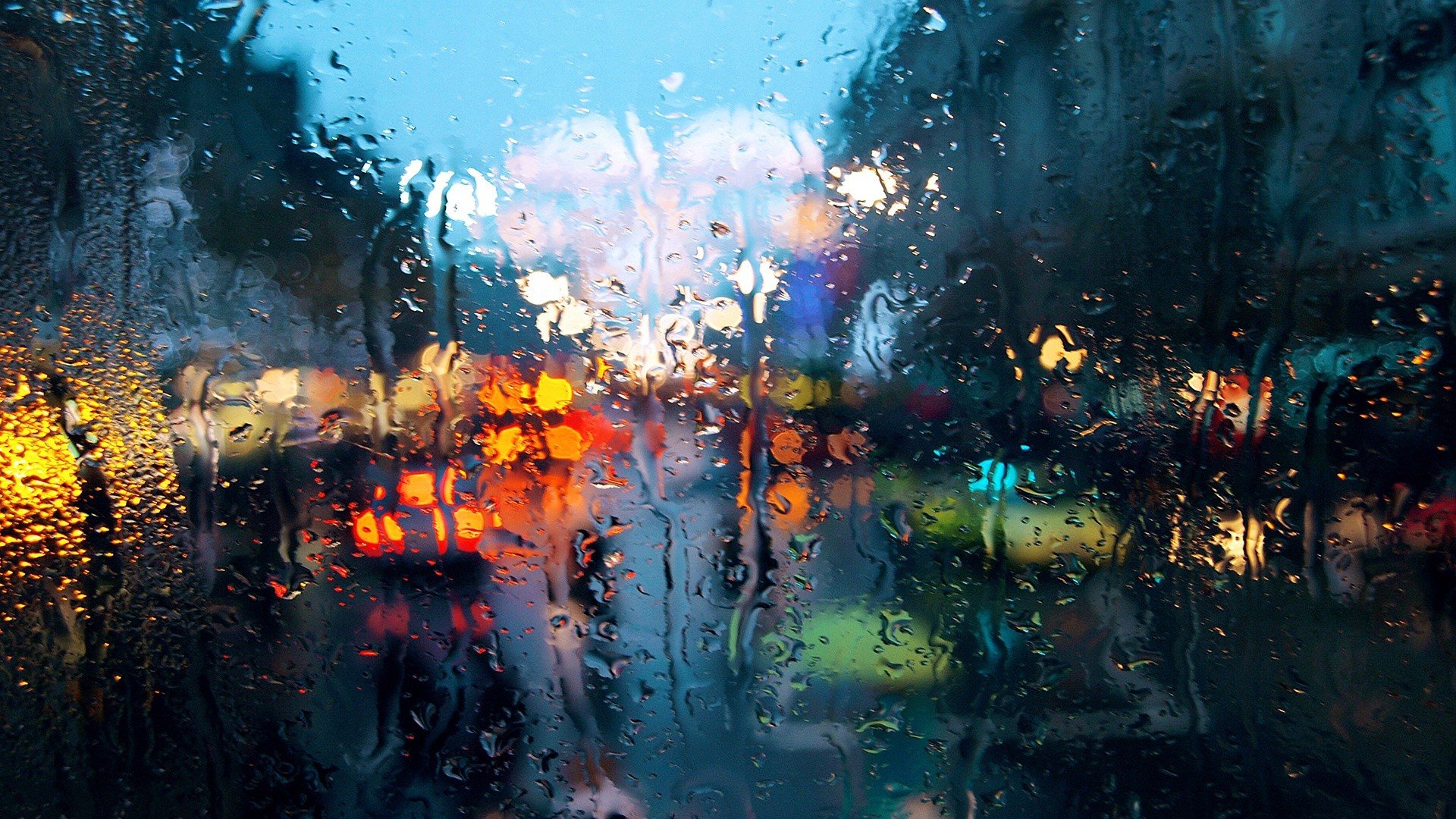 water drops, Window, Rain, Bokeh Wallpaper