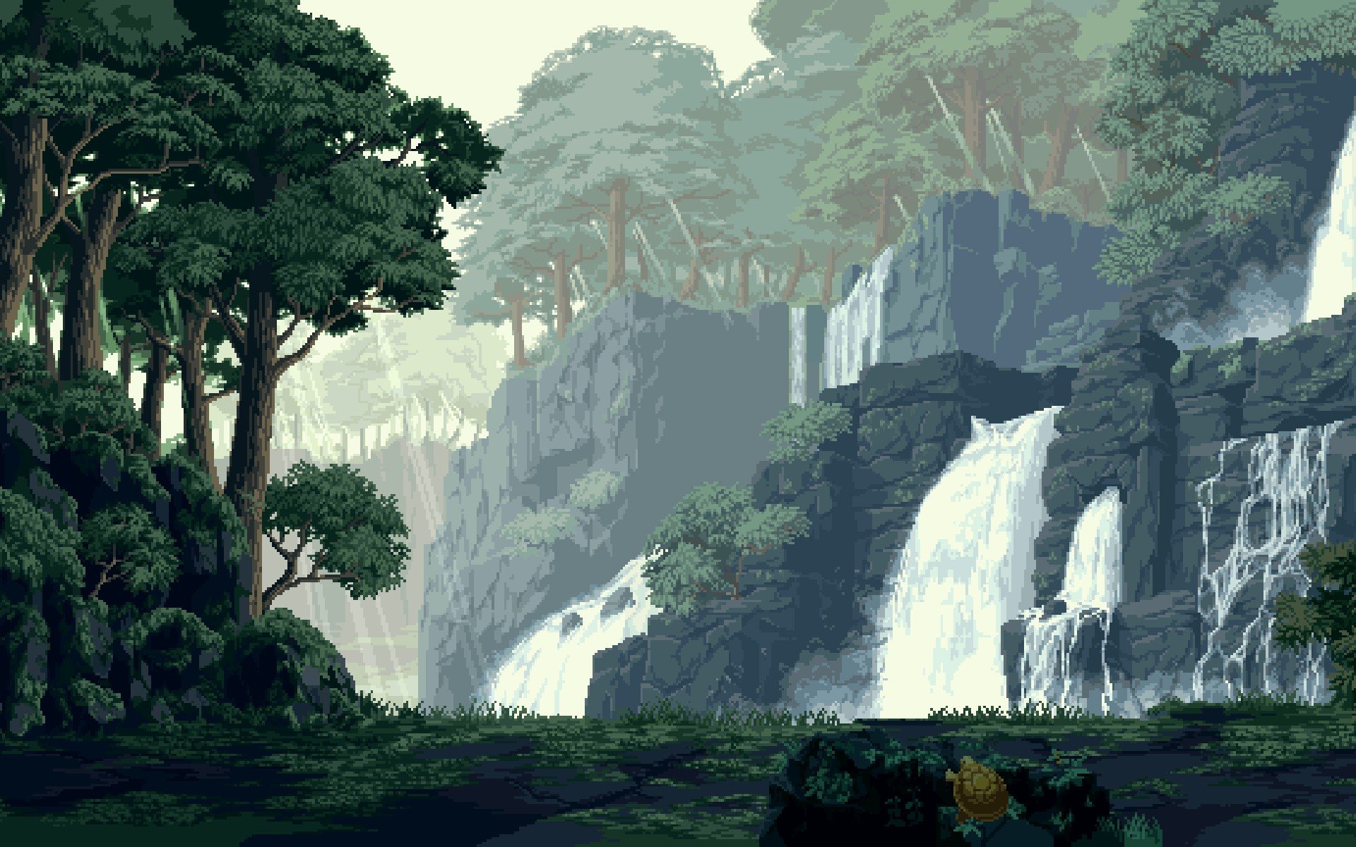 pixel art, Forest, Waterfall HD Wallpapers / Desktop and ...