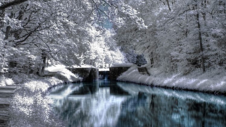 river, Winter, Infrared HD Wallpaper Desktop Background