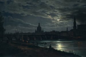 dark, Night, River, Bridge, Arch