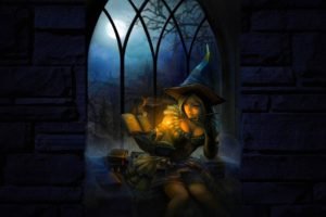 witch, Women, Magic, Reading, Night