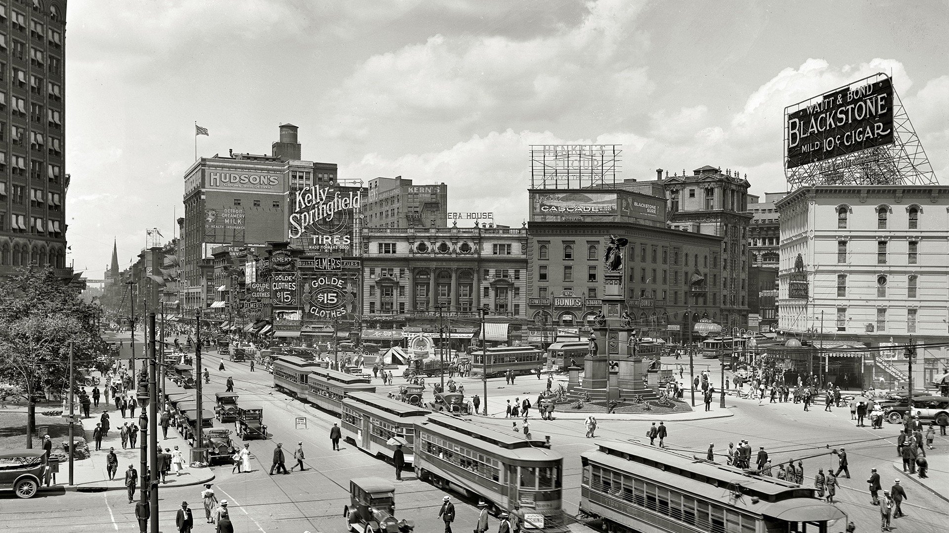 city, Monochrome, History, Detroit, Tram, USA Wallpaper