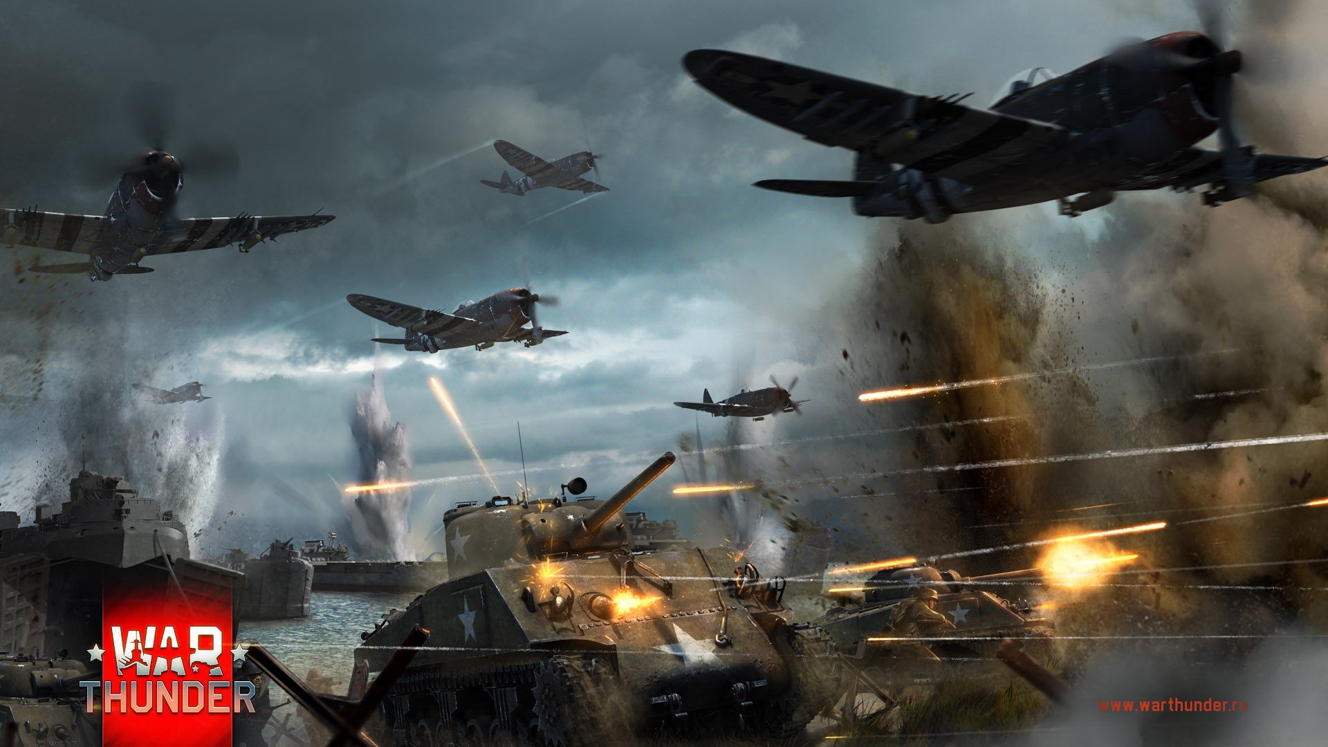 War Thunder, Tank, Airplane, M4 Sherman, Gaijin Entertainment, P 47 Thunderbolt Wallpaper