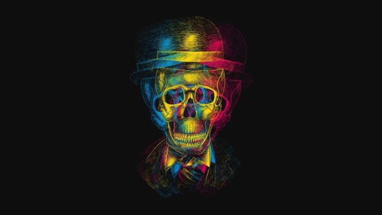 skull, Colorful, Hat HD Wallpaper Desktop Background