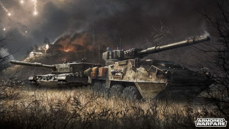 Armored Warfare, Tank, Stryker MGS, M1128 Mobile Gun System, Leopard 2 HD Wallpaper Desktop Background
