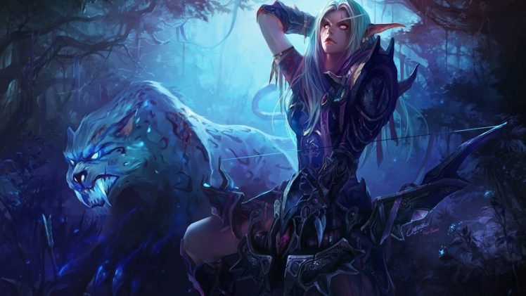 hunter, Night Elves, Warcraft HD Wallpaper Desktop Background