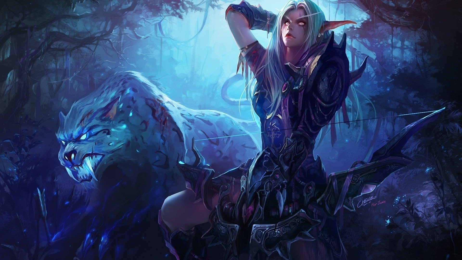 hunter, Night Elves, Warcraft Wallpaper