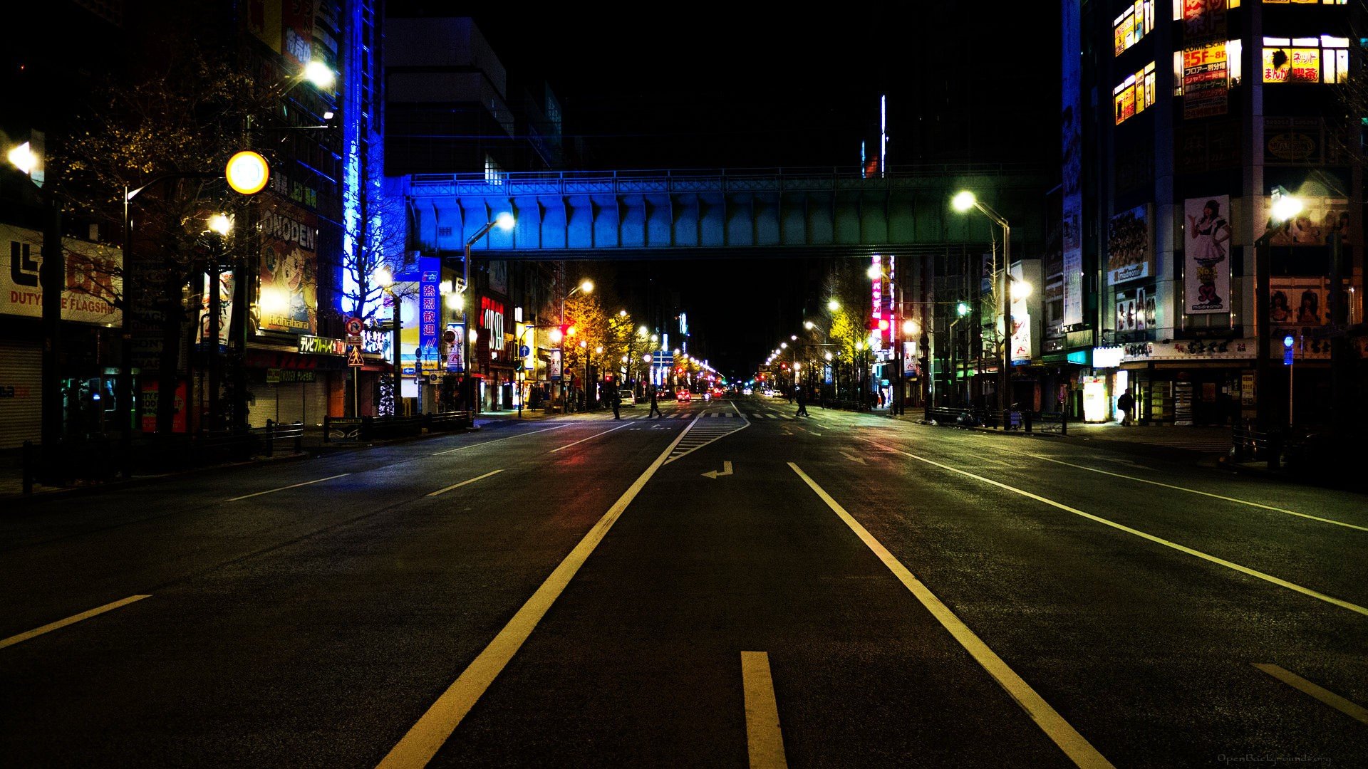 Nostalgic night street. Broad backgrounds of cities and countries for ios.  Canada, street, night.