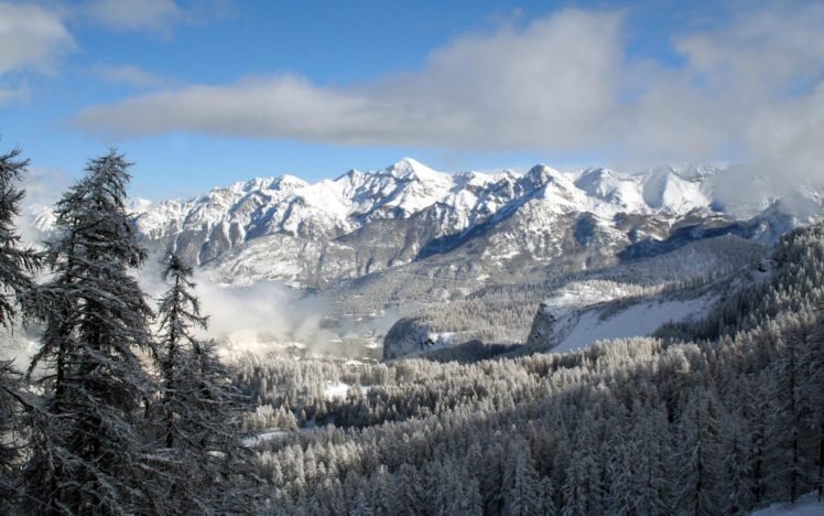 winter, Mountains, Snow, Forest HD Wallpaper Desktop Background