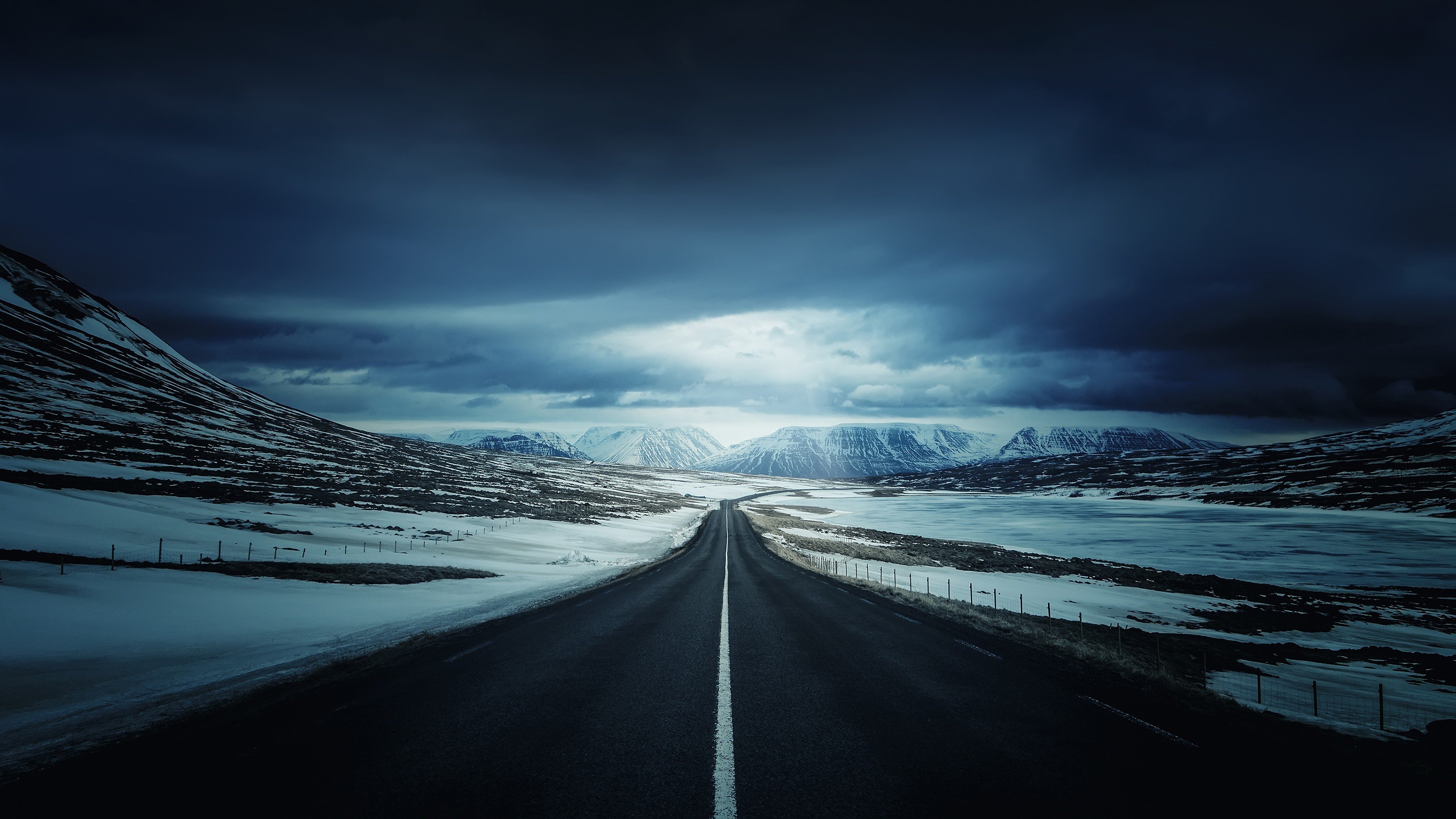 road, Snow, Mountains Wallpaper