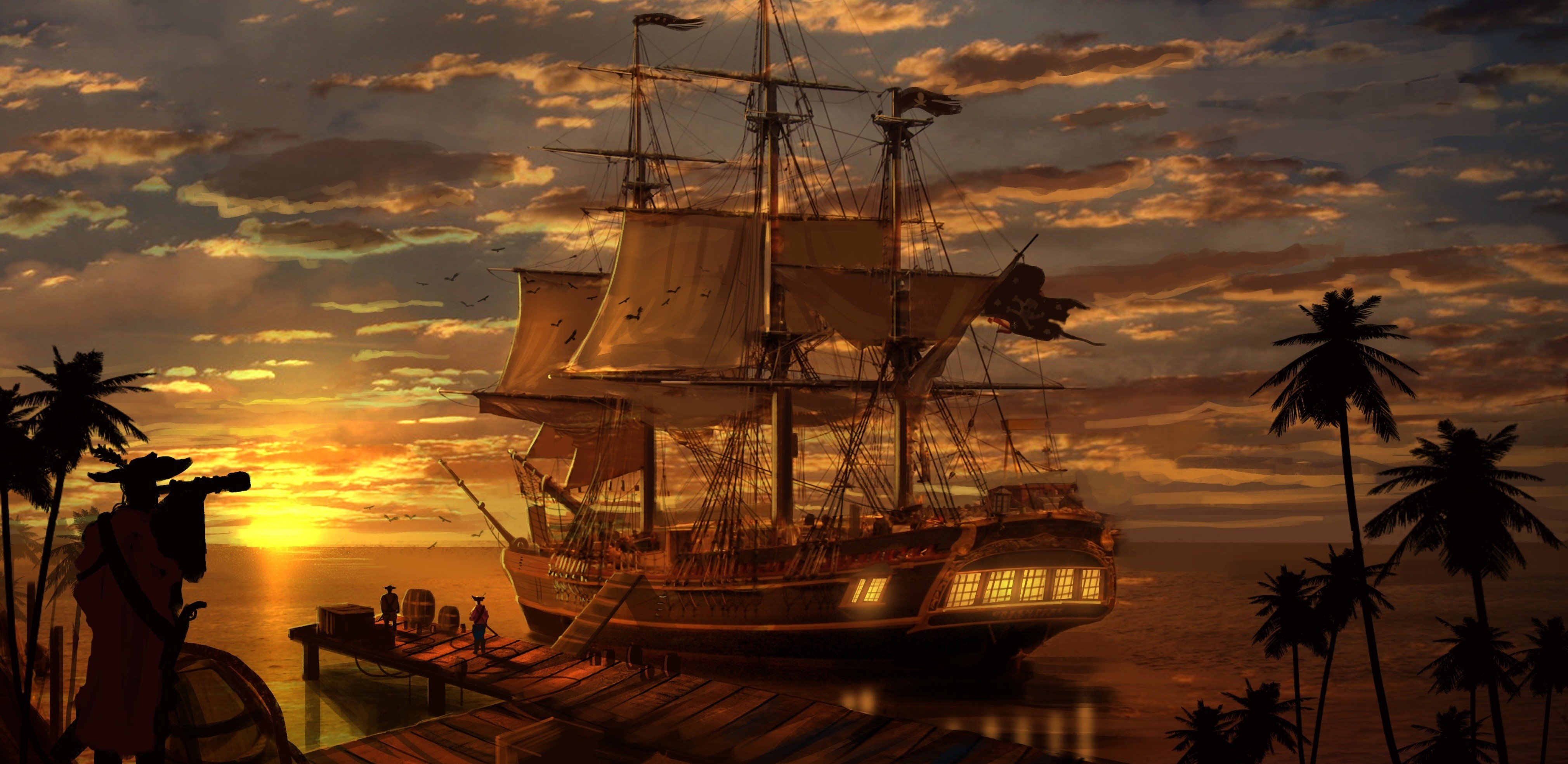 pirates, Sailing ship Wallpaper