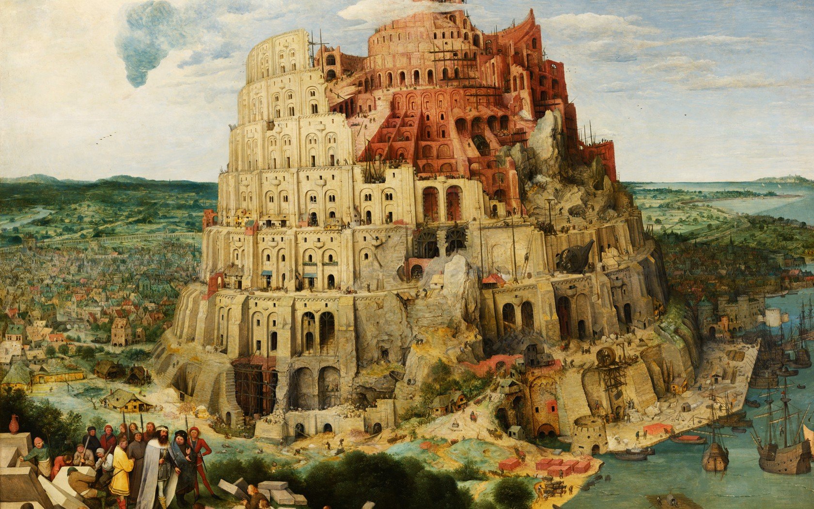 Pieter Bruegel, Tower of Babel, Classic art, Tower, Boat Wallpaper
