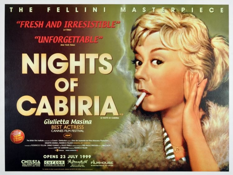 Federico Fellini, Giulietta Masina, Film posters, Nights of Cabiria HD Wallpaper Desktop Background