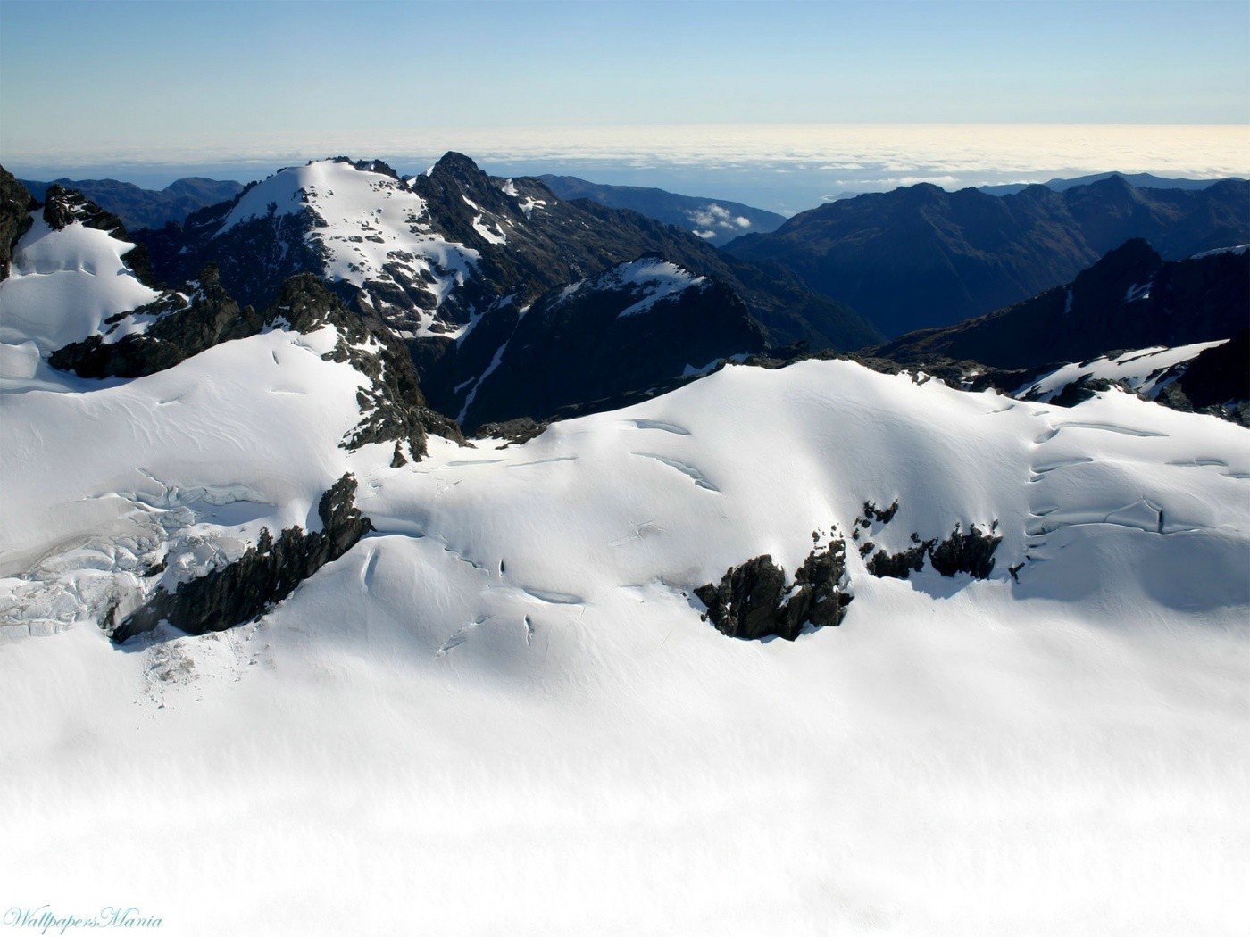 mountains, Winter, Snow, Horizon Wallpaper
