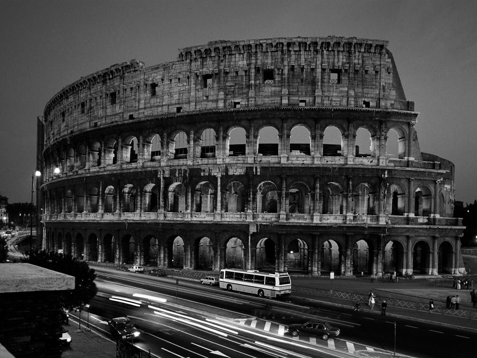 town, Lights, Rome, Ruin, Architecture, Photography, Road, Colosseum, Monochrome Wallpaper