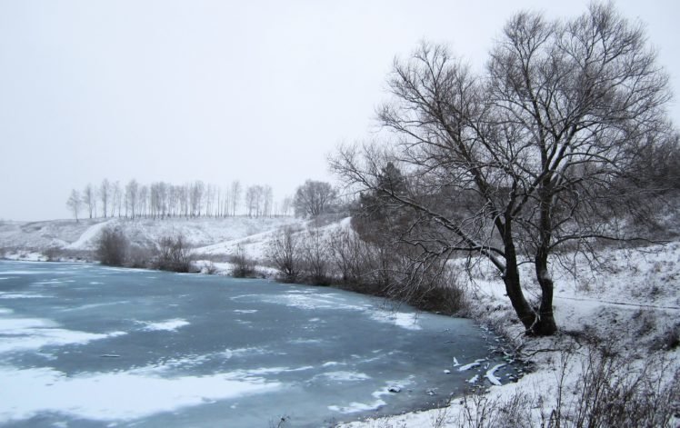 Russia, Winter, Snow, Trees, River, Ice HD Wallpaper Desktop Background