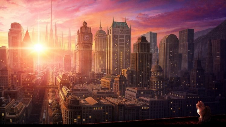cityscape, Sunset HD Wallpaper Desktop Background