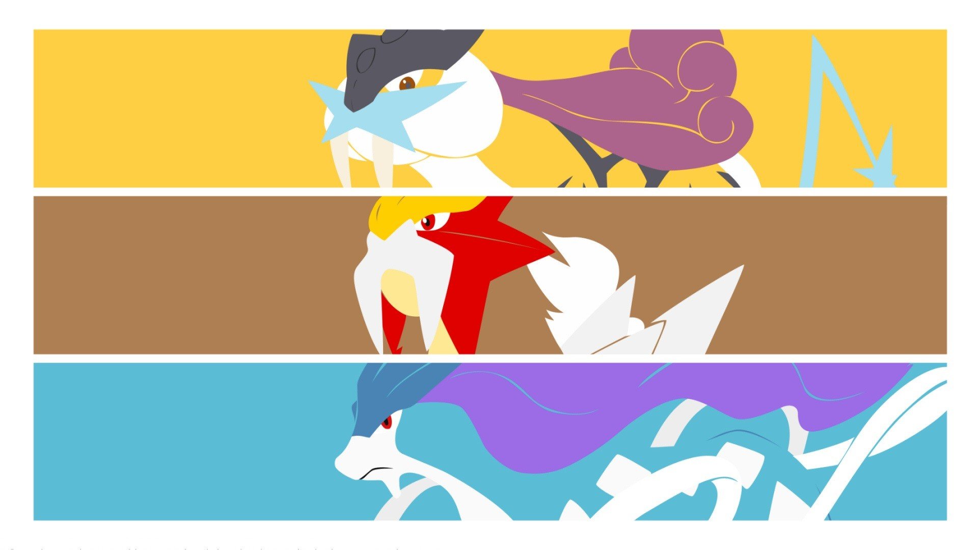Raikou, Entei, Suicune, Pokémon Wallpaper