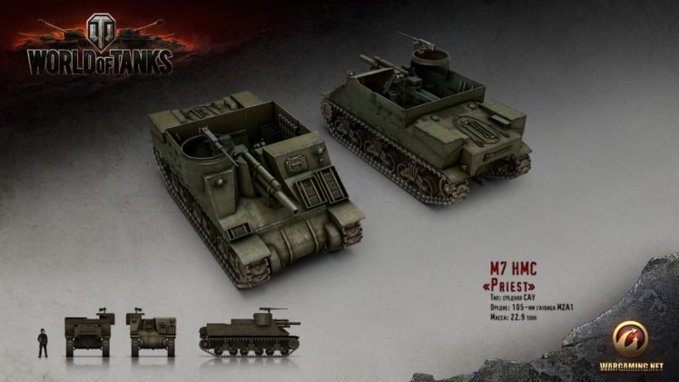 World of Tanks, Tank, Wargaming, M7 Priest HD Wallpaper Desktop Background